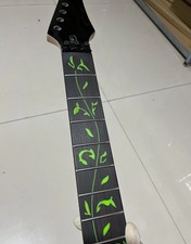 Black head 24fret Rosewood Maple Tree of Life Green flower Electric Guitar Neck.
