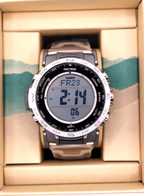 Casio PRO TREK PRW-35TLD-7JF Climber Line Luminescent Silver Dial Titanium Watch