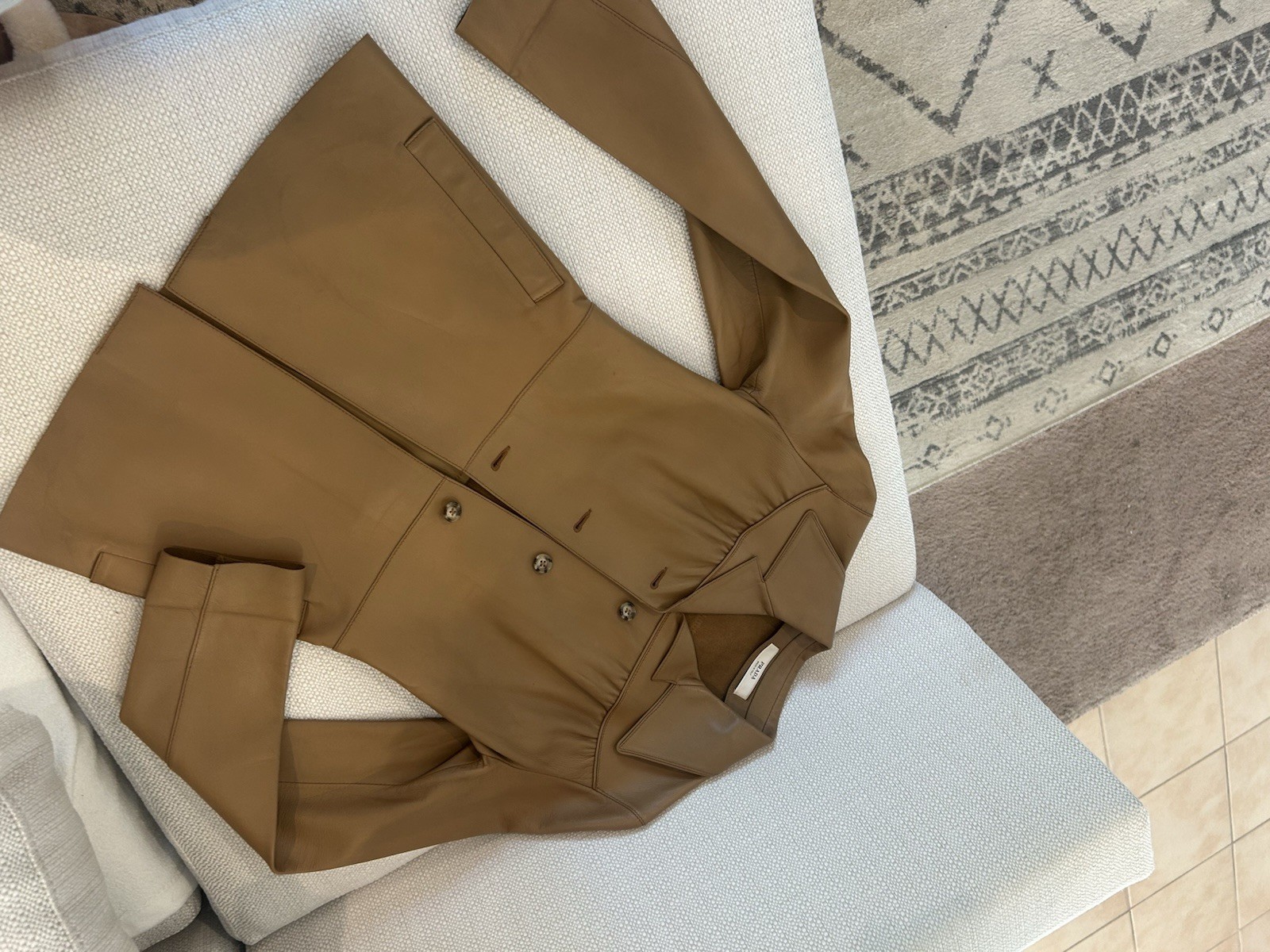 PRADA Brown Leather Button Jacket 40 - image 1