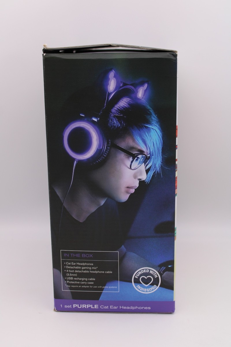 Brookstone Purple Cat Ear Headphones (Original Case, Mic