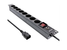 InLine Multi Outlet 19" 8 Way Overload Protection Switch 2m Strip 16428S