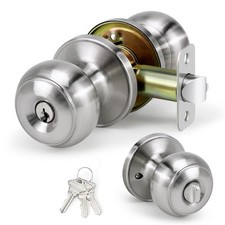 Keyed Entry Door Knob for Entrance, Front Doorknob with Lock and Key for Exte...