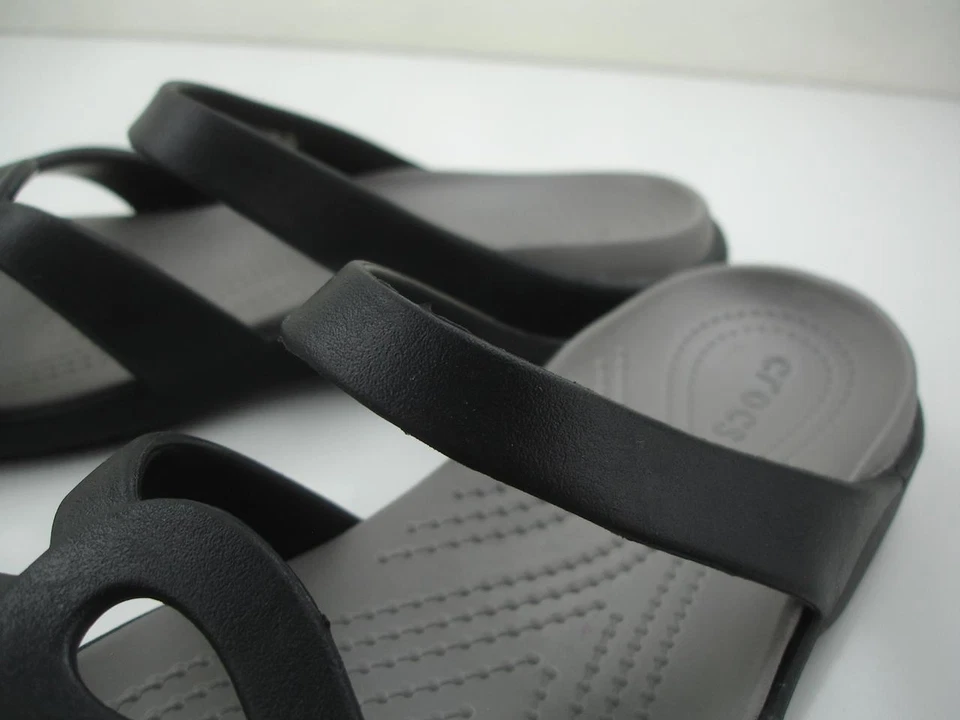 Sandalias para mujer 9 M Crocs Meleen Twist negras 202497 sin cordones punta abierta planas deslizables Foto 4 de 4