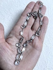 Vintage Necklace Ar Deco Cut Crystal Silver Plate Links 1930?s