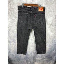Levis 505 Regular Fit Faded Black Denim Jeans Mens 36x30 Straight Leg Zip Fly