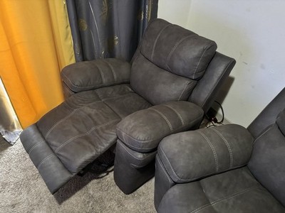 Brown Breathable Leather Living Room suite matching recliner all electric