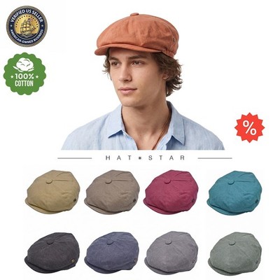 Classic Men's 8 Panel 100% Cotton Applejack Gatsby Newsboy Ivy Hat Summer