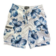 Abercrombie Fitch Vintage Y2K Cargo Elastic Waist Floral Swim Trunks Sz Large