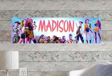 K-Pops Demons Hunters - Personalized Name Poster Customized Birthday Wall Banner