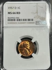 1957-D Lincoln Wheat Cent - NGC MS 66 RD Blistering Red!!!