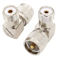 PL259 Male to PL259 Female Right Angle 90 Degree Adapter 2-Pack UHF Male Fema...