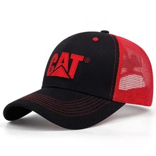 Brand New CAT Trucker's Snapback Hat - PREMIUM Black and Red - SHARP  