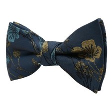 Vintage Floral Mens Bow Tie Pre Tied Mens Bow Tie for Wedding Party Blue