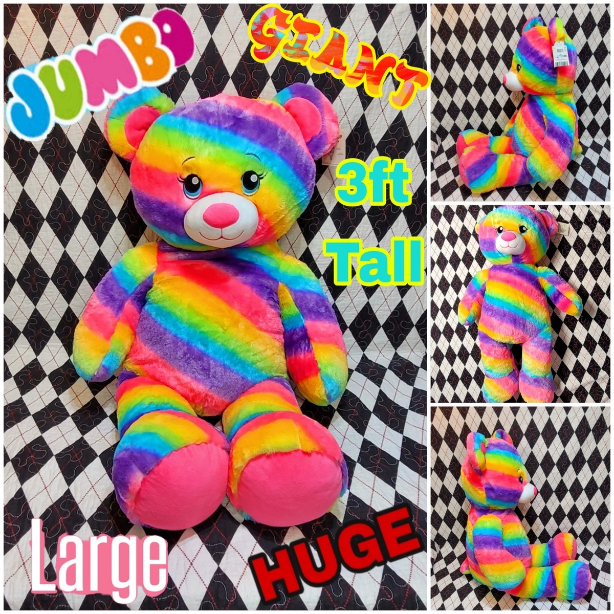 NEW Build A Bear Rainbow Teddy 36
