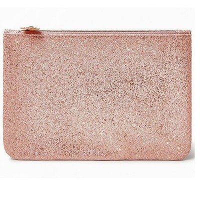 Ipsy December 2021 Time To Shine Metallic Pink Glitter Cosmetic Makeup Bag NWOT