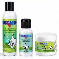 Mange Treatment Kit Dogs, Puppies Natural Shampoo Ear Drop  Cream Itchy Skin