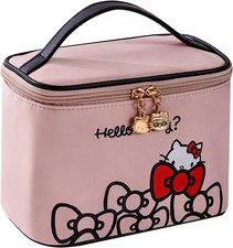 Makeup Bag Large Waterproof Cosmetic Bags with Makeup Brush Holder, Cute Printed