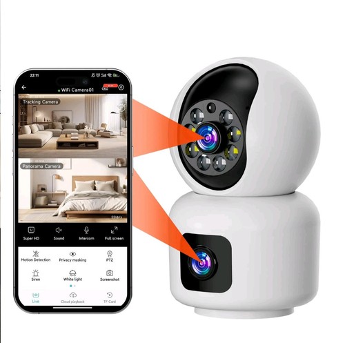 Smart AI Security Camera Dual Lens 2k HD,2.4GHz WiFi Color Night Vision Motion - Picture 3 of 6