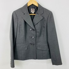 Anne Klein Women's Blazer Size 6 Gray Button Up