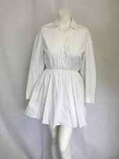 [361]Zara Dress Womens XS White Wrap Shirt Collared Long Sleeve Mini Work Casual