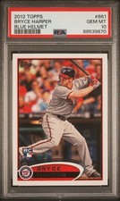 Tarjeta de novato 2012 Topps "Front Leg Up" Bryce Harper #661 Nationals RC PSA 10