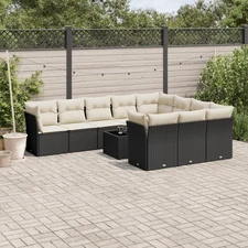 Garden Sofa Set Black Poly Rattan Large Modular Garden Sofa Set