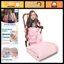 Soft Pink Thermal Waffle Knit Baby Blanket with Satin Trim 36" x 50" - Lightweig