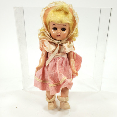 Vintage 50s Walker Lollipop Doll Original Pink Dress Bonnet Shoes & Socks 8''