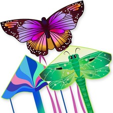 3 Pack Large Kites - Butterfly Delta Dragonfly Kites Easy to Fly for Adults K...
