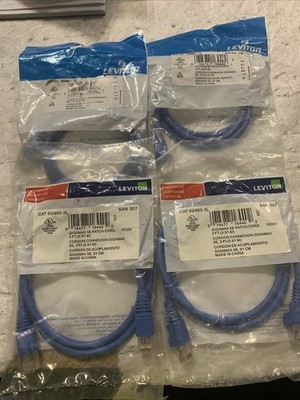 Leviton 5G460-3L Category 5E 3 Foot Patch Cord Blue  LOT OF 4