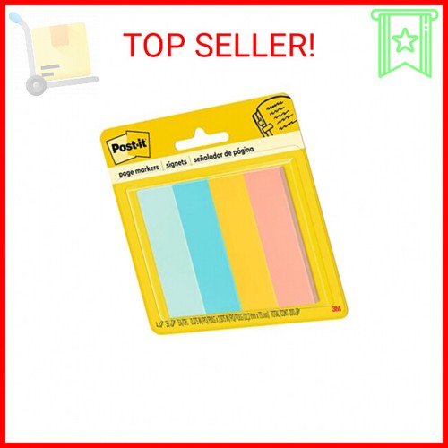 Post-it Page Markers, Assorted Colors, 1 in x 3 in, 50 Sheets/Pad, 4 Pads/Pack ( - Picture 2 of 2