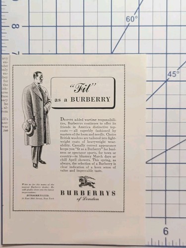 Burberrys of London Distinctive Topcoats Vintage Print Ad 1943 - Picture 2 of 4