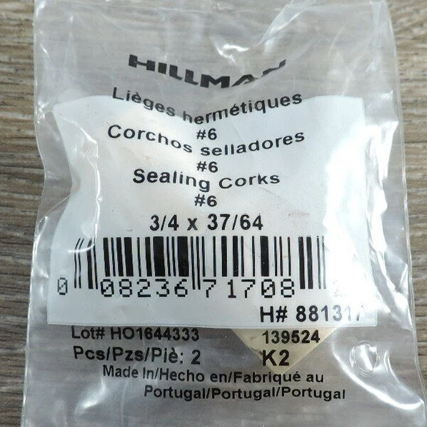 Corks Hillman Bag Of 2 Sealing Corks #6 3/4X37/64 Lot of 2 139524 - Image 2 of 4