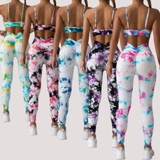 Women's Workout Sets Knit Seamless Cropped Tank Top Bra High Waist Yoga leggings