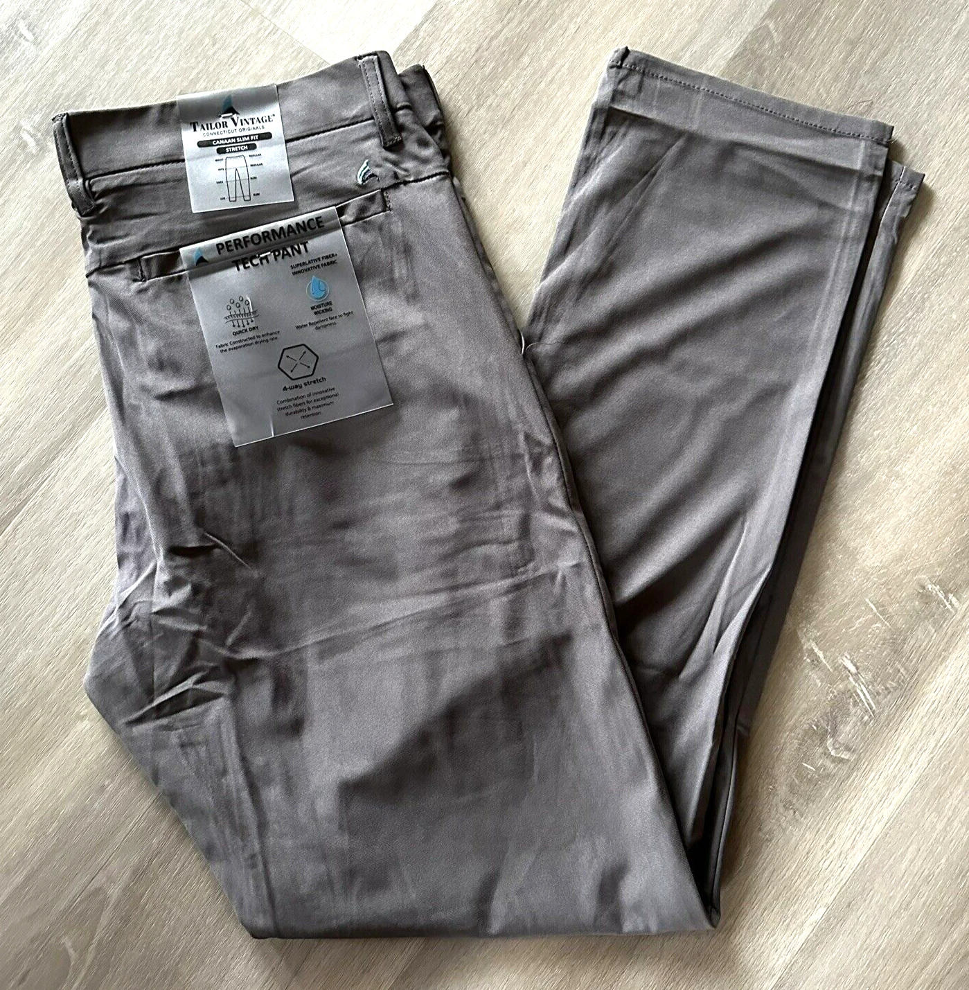 Tailor Vintage NWT Men"s 38x32 Performance Tech Pants Gray Slash Pkts NWT $108