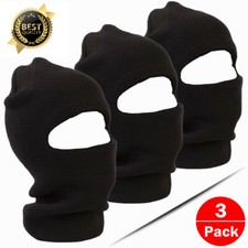 3 Pcs Winter 1 One Hole Ski Face Mask Tactical Balaclava Hood Beanie Hat Black
