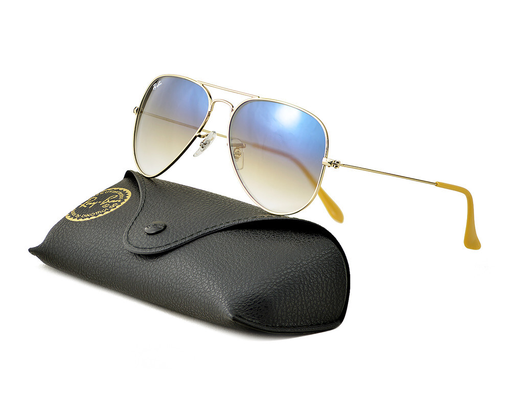 Rb 3025 Ray Ban Aviator Blue Gradient Gold Frame Ray Ban Aviator