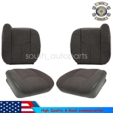 Driver Passenger Bottom Top Cloth Seat Cover Dk Gray For 03-07 Chevy Silverado