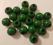 Lot of 20 Green Wood Round Macrame Wooden Craft Plant Hanger Beads 1-1/4" 35mm