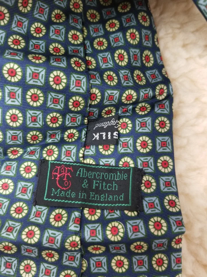 Corbata de seda de colección Abercrombie & Fitch para hombre hecha en Inglaterra patrón azul Foto 3 de 4
