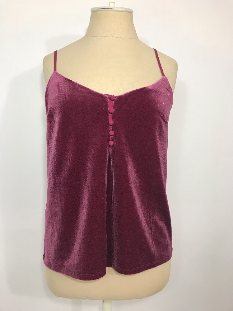 NSR Womens Maroon Velvet Camisole Spaghetti Strap Top Size XS NEW