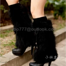 100% Real Racoon Fur Leg Warmer Boots Shoes Cover Boot Women Lady Fashion Winter