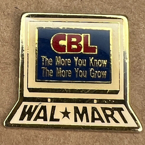 Vtg Lapel Pin Employee Walmart CBL Computer Based Learning Know Grow Slogan Used