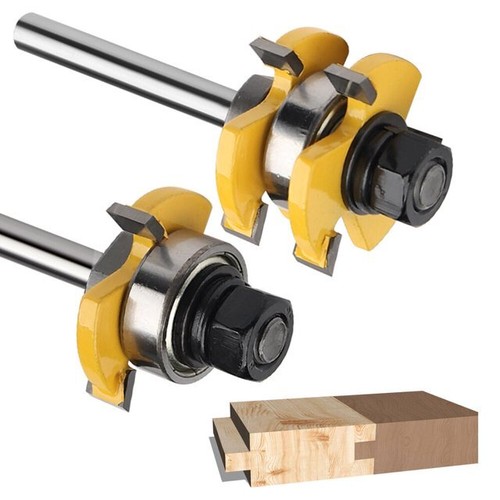 2 PCS Tongue and Groove Router Bit Set 1/4 Shank 3 Teeth Adjustable T Shape Bits - Picture 8 of 12