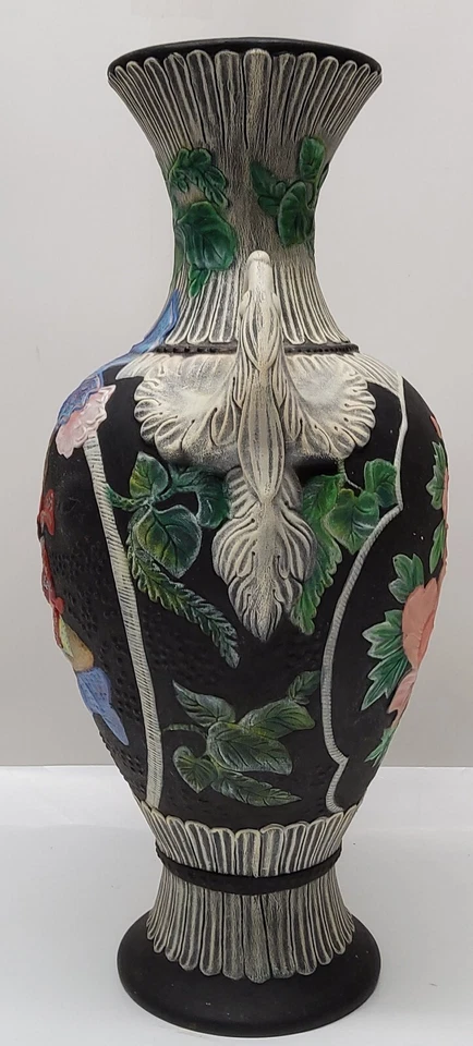 Antique Chinese Style Vase Hand Decorated Vintage 1970 Clifford 17.5" - Image 3 of 4