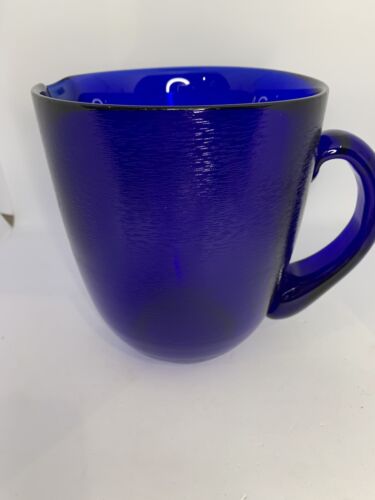 Unique Heavy COBALT BLUE Pitcher glass Textured 7 inches - Picture 2 of 10
