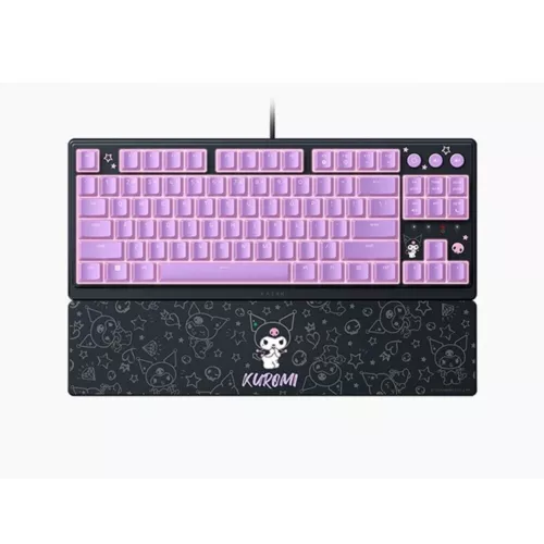 New Razer x Sanrio Kuromi Mechanical Keyboard RGB Backlit Slim With Wrist Rest