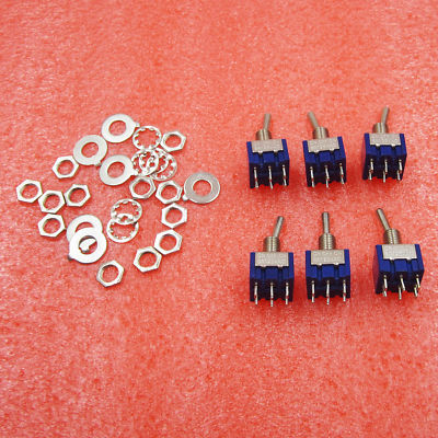 6PCS 3-Way AC 125V 6A 3-way On/OFF/On Latching Toggle Switch 6 Pin