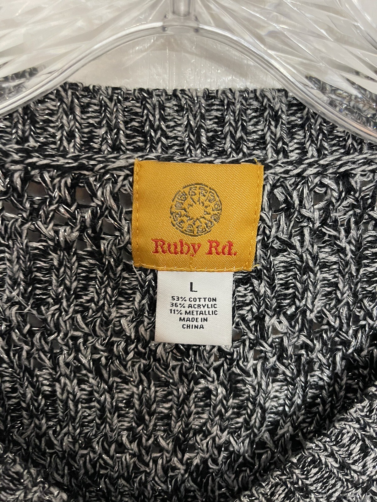 Ruby Rd L black gray and silver metallic cardigan… - image 2