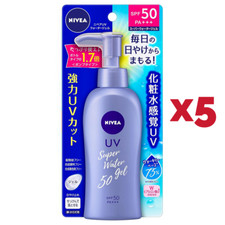 5pcs KAO Nivea UV Super Water Gel 140g Sunscreen SPF50 PA  from Japan